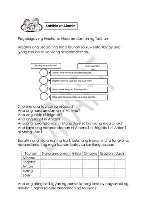 Halimbawa Hinuha Pagbibigay Ng Wakas Sa Kwento Worksheets