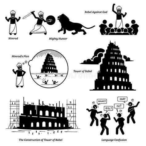 Nimrod and Tower of Babel Bible Biblical Story. Stock Vector ...