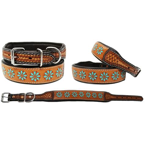 Padded Leather Dog Collar Floral Hand Tooled 60HR01 - Walmart.com - Walmart.com