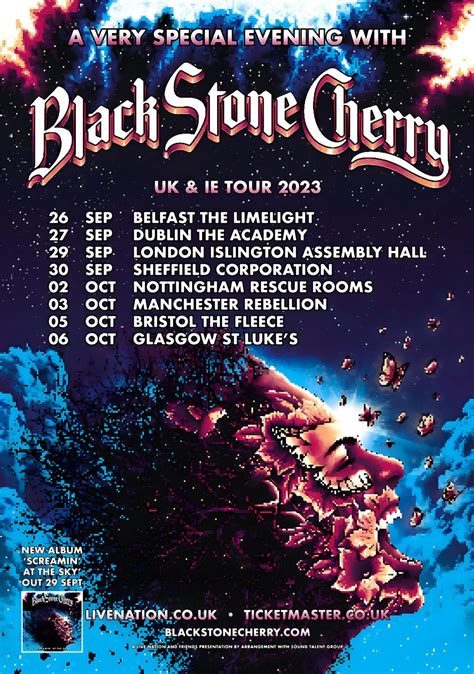 BLACK STONE CHERRY Screamin’ At The Sky 2023 Tour Poster