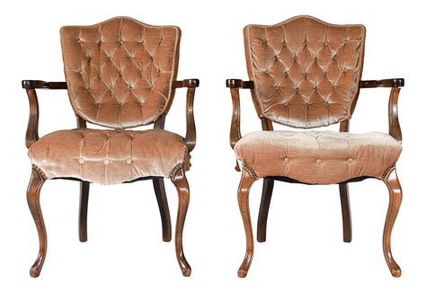 Velvet Tufted Shieldback Chairs - a Pair on Chairish.com Ladder Back Chairs, Side Chairs, Dining ...