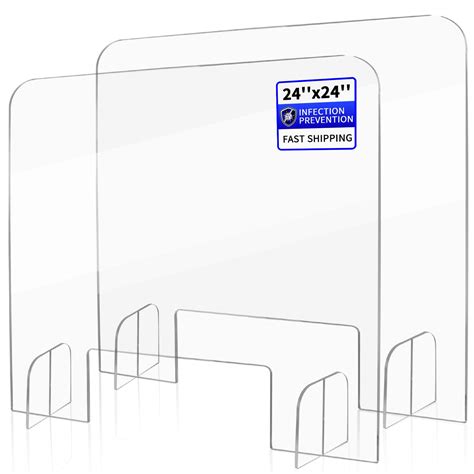 Buy Sneeze Guard Shield for Counter Desk - 24"W x 24"H Sneeze Guarder Clear Acrylic Plexiglass ...