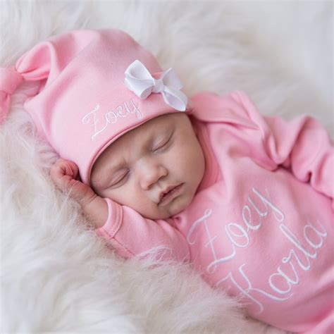 Pink Newborn Baby Girl Coming Home Gown with Hat - Junie Grace