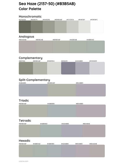 Benjamin Moore Sea Haze (2137-50) Paint coordinating colors and ...