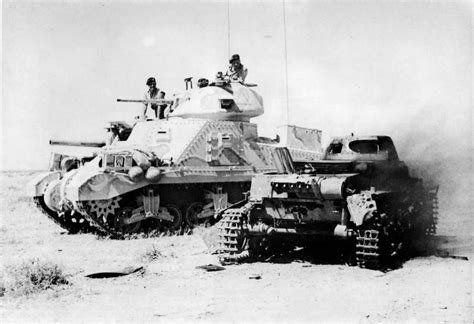 British M3 Grant tank of the 1st Armoured Division and burning Panzer I ...