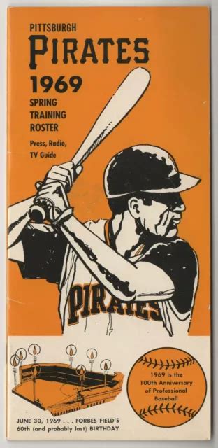 1969 PITTSBURGH PIRATES Spring Training Roster presse radio télévision ...