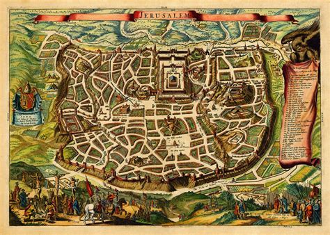 Jerusalem in Biblical Times, English Edition, Antique Map | Antique map, Ancient maps, Antique maps
