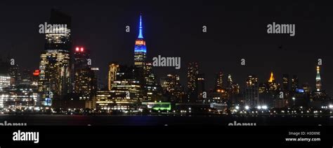 NYC Skyline at Night Stock Photo - Alamy