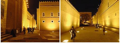 Pedestrians enjoying the King Abdulaziz palace building ensemble ...