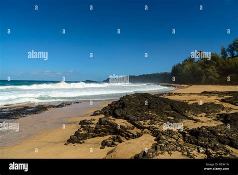 Kauapea Beach, Kauai, Hawaii, USA Stock Photo - Alamy