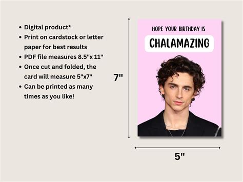 Timothee Chalamet Birthday Card Timothee Chalamet Card Funny - Etsy