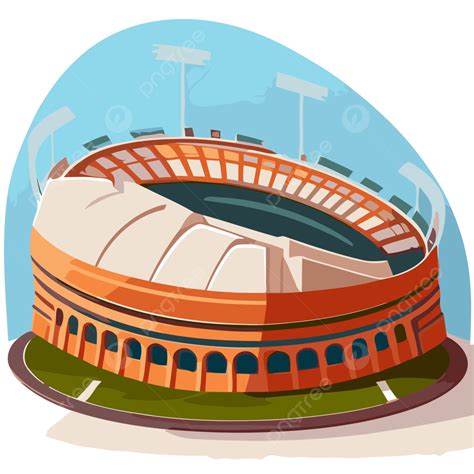 Uma Ilustração De Um Estádio Laranja Vetor PNG , Design De Etiqueta Com Estádio De Futebol Dos ...