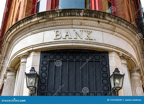 Old Bank Building Exterior with Bank Sign Stock Image - Image of entry, business: 153160239