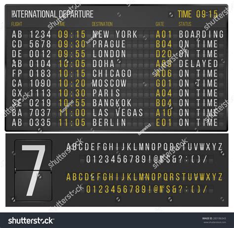 2,289 Departure board font Stock Illustrations, Images & Vectors ...