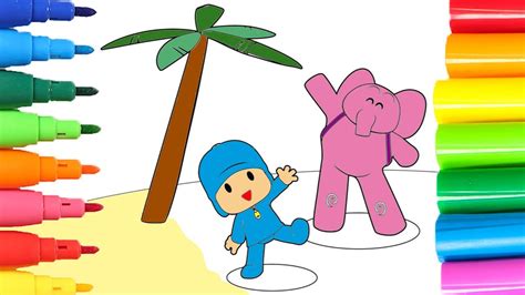 DRAW AND COLOUR Learning colors with Pocoyo | Coloring Book - YouTube