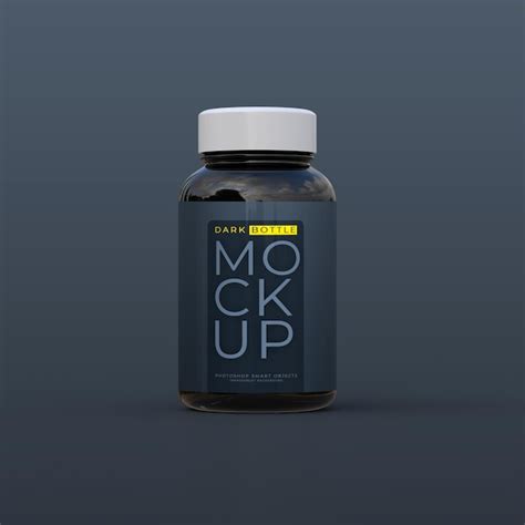 Premium PSD | Dark Supplement or Pill bottle label mockup