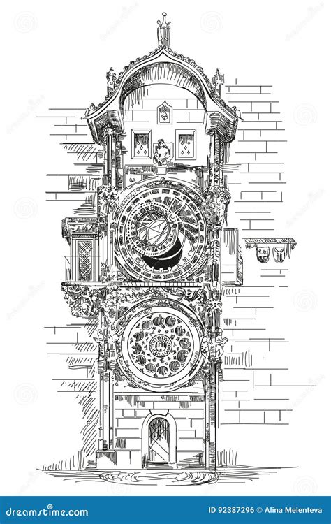 Astronomical Clock In Prague Vector Illustration | CartoonDealer.com ...