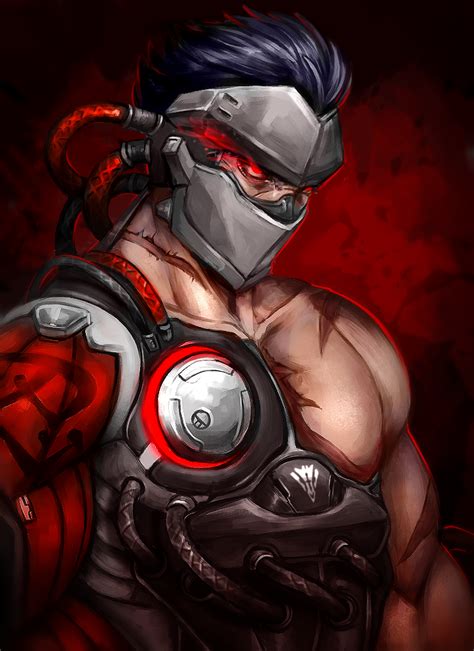 Fanart of Genji in Blackwatch skin... I should make a " I NEED HEALING!" joke. xD haha ...