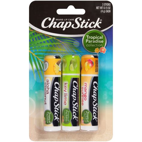 ChapStick Tropical Paradise (Aloha Coconut, Key Lime & Mango Sunrise Flavors, 0.15 Ounce) Lip ...