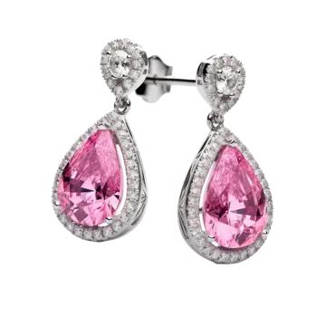 Junxin Fashio Pink Glass Drop Dangle Earrings Bridal Promise Wedding Silver Prom Fashion Gifts ...