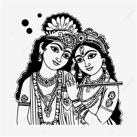 Shree Krishna Radha Colouring Page Vector, Radha, Krishna, Kanha PNG and Vector with Transparent ...