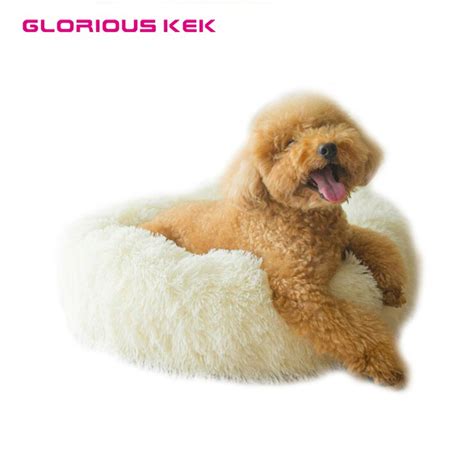 Luxury Dog Bed Faux Fur Round Donut Cushion Bed for Small Dogs and Cats Cozy&Comfy Winter Warm ...