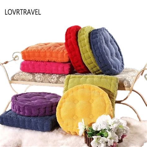 LOVRTRAVEL Machine Washable Corduroy Elastic Round Chair Cushions for Kitchen Chair Seat Cushion ...