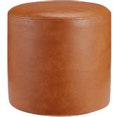 Oslo Home Small Round Victoria Faux Leather Ottoman | Temple & Webster