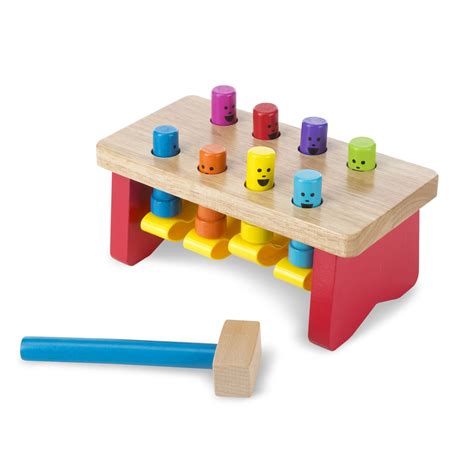 Melissa & Doug Deluxe Pounding Bench Wooden Toy With Mallet - Walmart.com