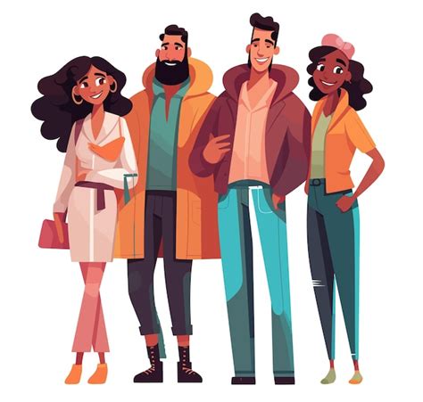 Premium Vector | A cartoon of people standing together