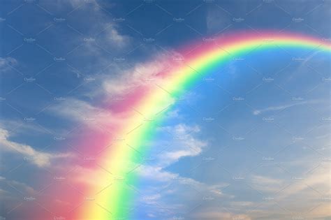 Rainbow and sunset sky background | Nature Stock Photos ~ Creative Market