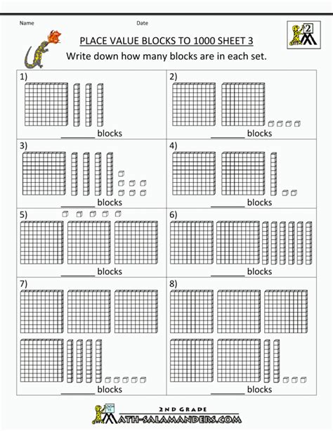 Using Base 10 Blocks Worksheets