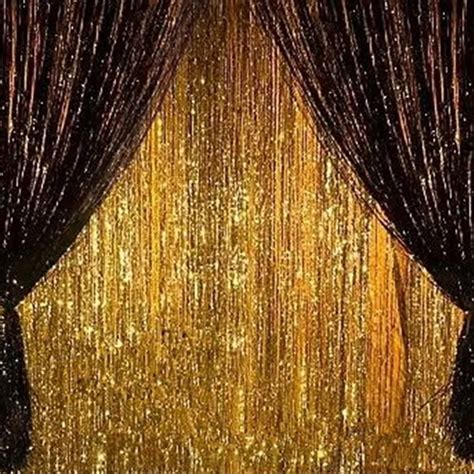 Black Gold Metallic Tinsel Foil Fringe Curtains party Decorations ...