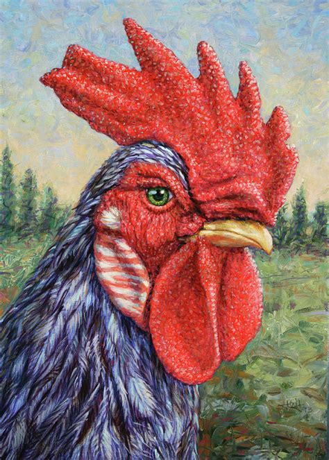 Blue Rooster Painting by James W. Johnson - Pixels