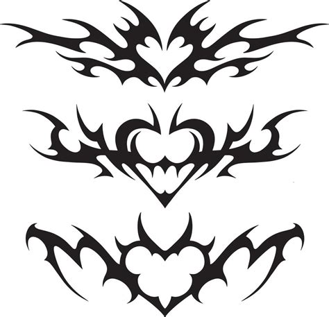 Neo tribal y2k tattoo with heart shape. Cyber sigilism style hand drawn ornaments. Vector ...