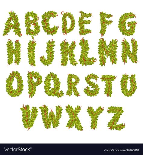 Leaves alphabet letters Royalty Free Vector Image