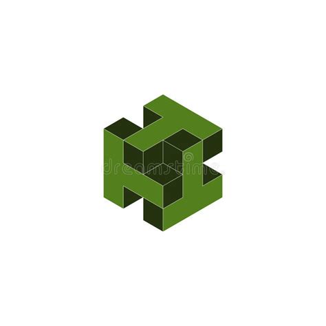 3D Green Cube Illustration stock illustration. Illustration of line ...