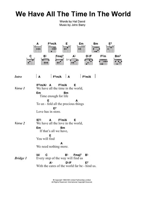 We Have All The Time In The World by Louis Armstrong Sheet Music for Guitar Chords/Lyrics at ...