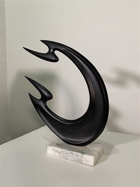 Contemporary american patinated bronze abstract sculpture on marble ...