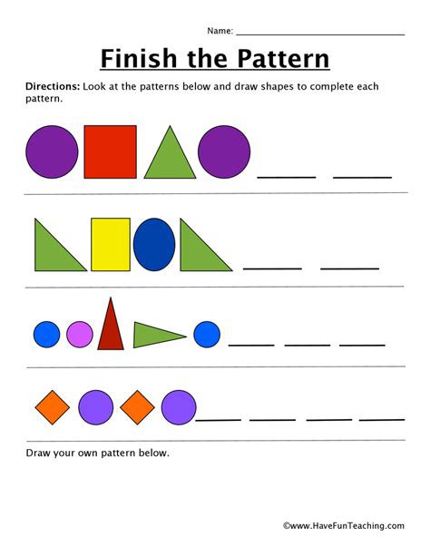 Finish the Pattern Worksheet | Have Fun Teaching