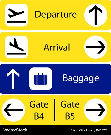 A selection airport navigation signs Royalty Free Vector