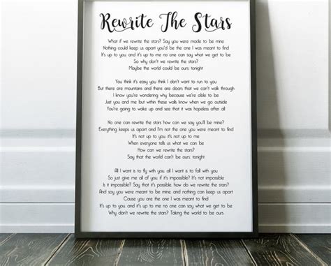 Rewrite The Stars Song Lyrics Print The Greatest Showman