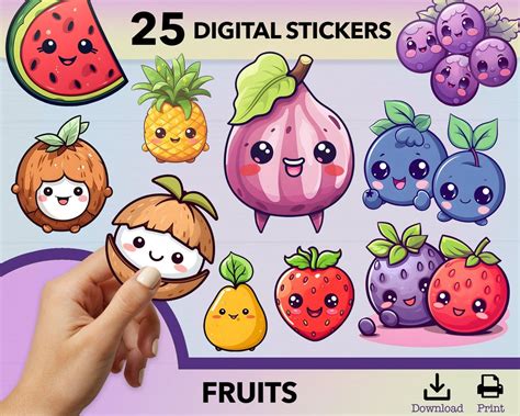 Fruit PNG Sticker, Kawaii Sticker, Fruit Sticker, Fruit Clipart ...