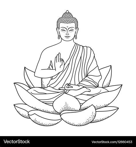 Buddha sitting on lotus Royalty Free Vector Image