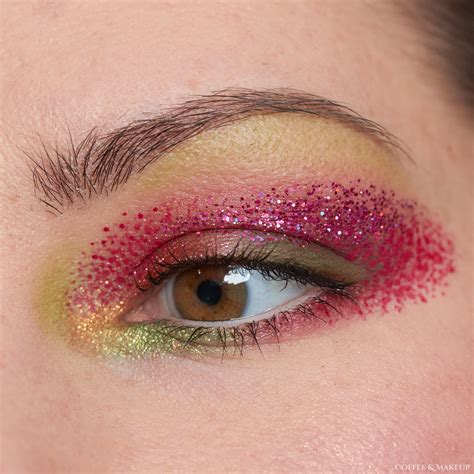 Pink + Green Glitter Eye Makeup Look - Coffee & Makeup