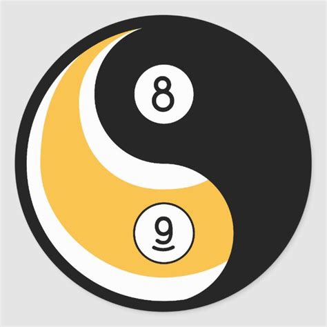 Yin Yang 8 Ball 9 Ball Symbol - Billiards Game Classic Round Sticker ...