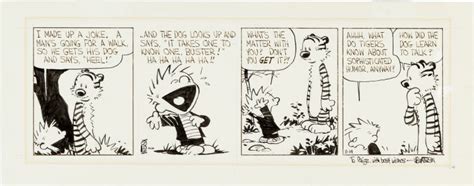 Bill Watterson Calvin and Hobbes Daily Comic Strip Original Art dated 11-14-87 by Bill Watterson ...