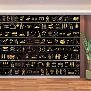 Egyptian Hieroglyphs Wall Art Wallpaper Ancient Egyptian Papyrus & Gold ...