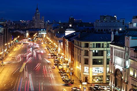 Desktop Wallpapers Moscow Russia Roads Street driving night time