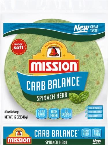 Mission® Carb Balance® Low Carb Spinach Herb Tortilla Wraps, 8 ct / 12 ...